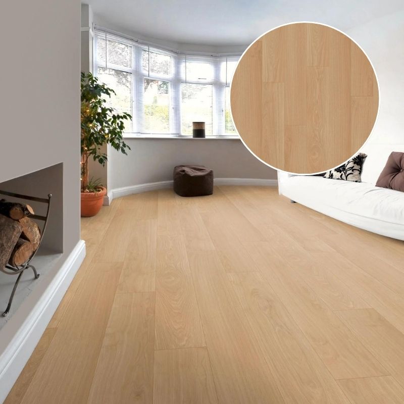 Suelo Laminado Roble Waveless Naturaleza KRONOTEX | AC4 | Tarima Flotante Click | Biselado Natural