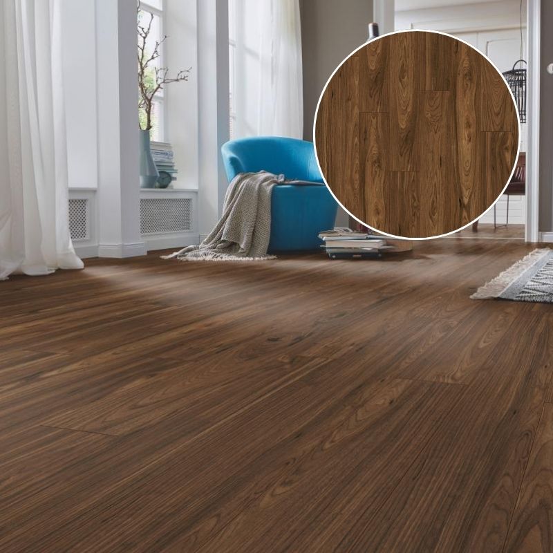 Suelo Laminado Nogal Toscana KRONOTEX | AC4 | Tarima Flotante Click | Biselado Natural
