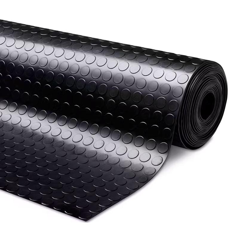 Suelo de Goma Círculos Negro | 1x15m 3mm | Alto tránsito | Taller | Almacén | Industrias