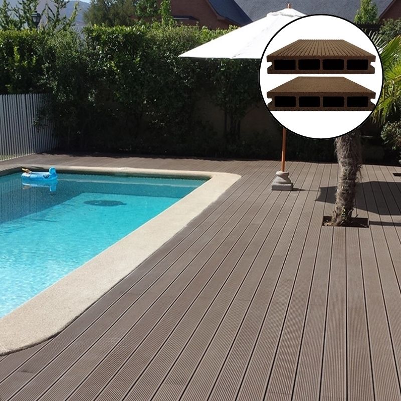 Tarima Exterior Marrón Rayado | Composite Sintético | Madera | Terraza y Piscina