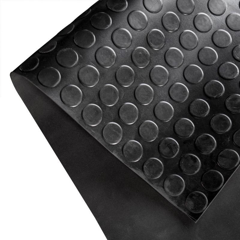 Suelo de Goma Círculos Negro | 2x15m | 3mm | Resistente alto tránsito | Taller | Almacén | Zona Industria