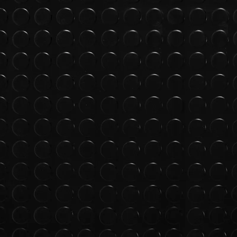 Suelo de Goma Círculos Negro | 1x10m | 3mm | Resistente alto tránsito | Taller | Almacén | Industria