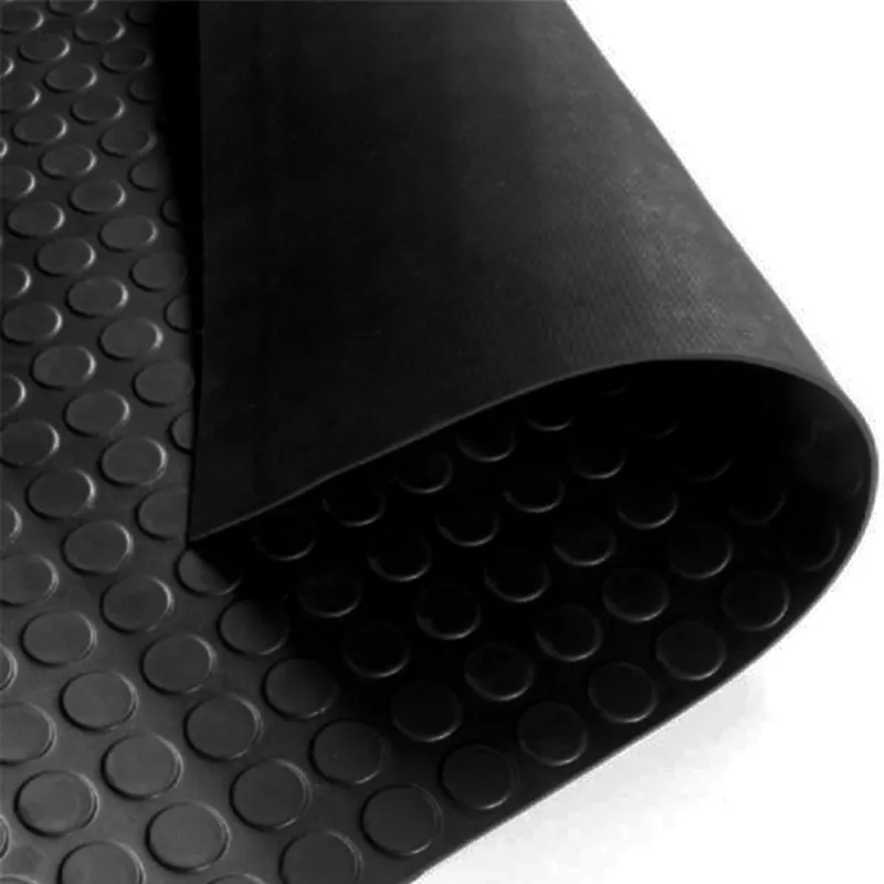 Suelo de Goma Círculos Negro | 1x10m | 3mm | Resistente alto tránsito | Taller | Almacén | Industria