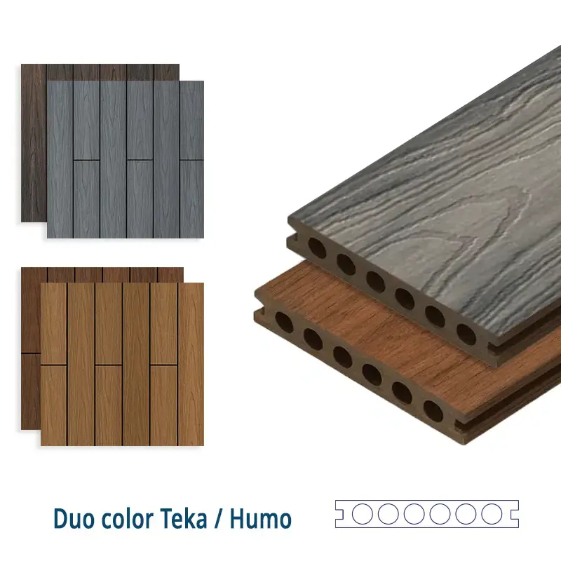 Tarima Exterior Humo Teka | Composite | Duo | Dos Colores | Jardines y Terrazas | Piscinas