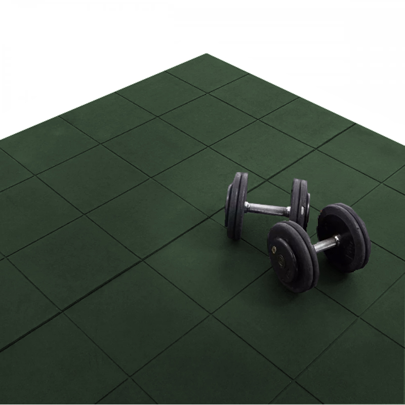 LOSETA DE CAUCHO Maciza 50x50cm | 20mm | Grano Fino | ALTA DENSIDAD | Verde | Suelo Gimnasio | Halterofilia | Peso libre | Deportivo |	
