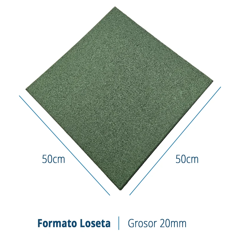 LOSETA DE CAUCHO Maciza 50x50cm | 20mm | ALTA DENSIDAD | Verde | Suelo Gimnasio | Halterofilia | Peso libre | Deportivo |	