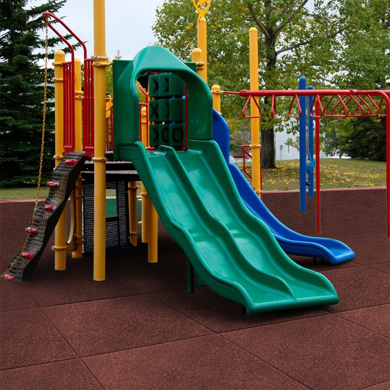 LOSETA DE CAUCHO Maciza 50x50cm | 20mm | Grano Fino | ALTA DENSIDAD | Rojo | Gimnasio | Exterior | Halterofilia | Peso libre | Parque Infantil