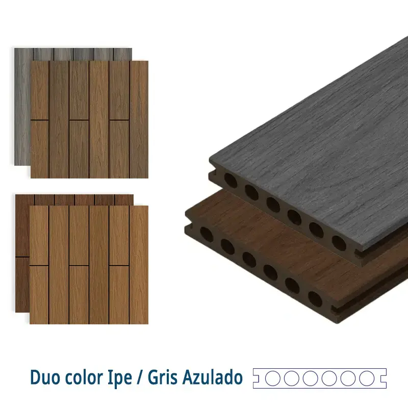 Suelo Exterior IPE Gris Azulado | Composite | Dos Colores | Terrazas y Jardines | Piscinas