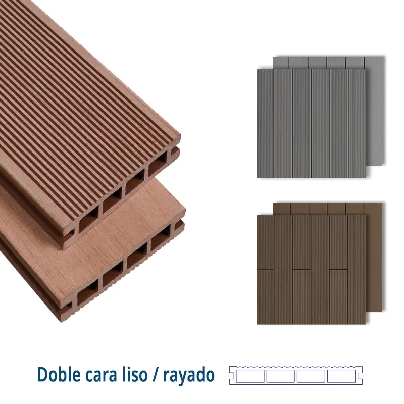 Suelo Lamas Terraza Exterior Teja | 220x14,6x2,3 cm | Composite | Tarima de Madera PVC Impermeable