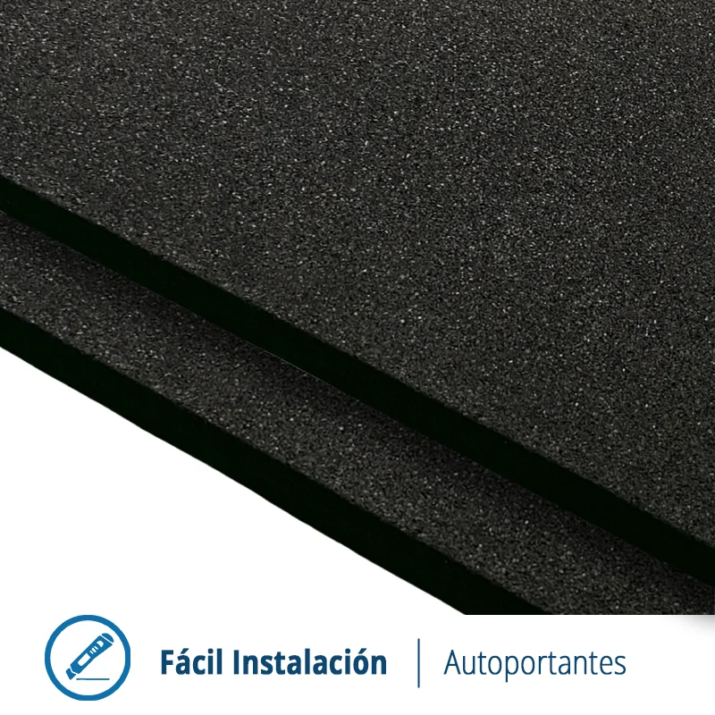LOSETA DE CAUCHO 50x50cm Con Taco de Apoyo Amortiguador | 40mm | Negro | Suelo Gimnasio | Exterior | Parque infantil |