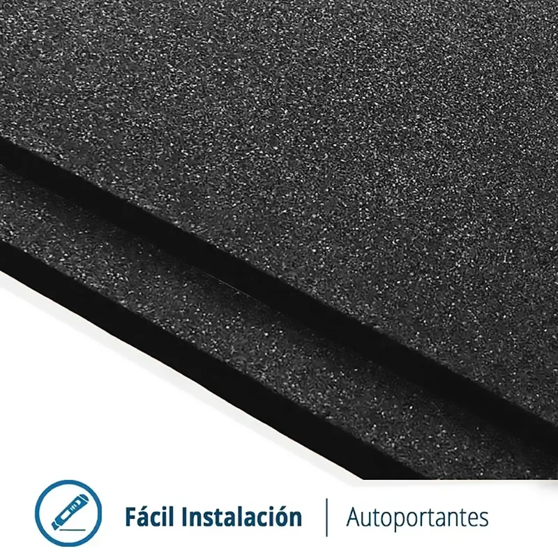 LOSETA DE CAUCHO 1x1m | 20mm | SUPERFICIE LISA | DENSIDAD PLUS + | Negro | Gimnasio | Peso libre | Crossfit | Parque Infantil Exterior