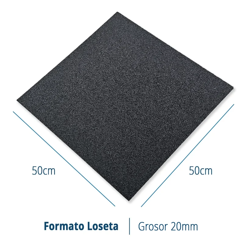 LOSETA DE CAUCHO Maciza 50x50cm | 20mm | ALTA DENSIDAD | Negro | Suelos Gimnasio | Parque Infantil | Halterofilia | Crossfit | 