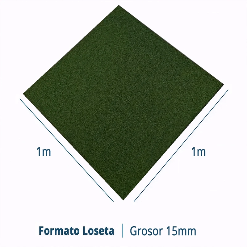 LOSETA DE CAUCHO Maciza 1x1m | 15mm | Densidad Premium | Ecológica | Certificado Fuego