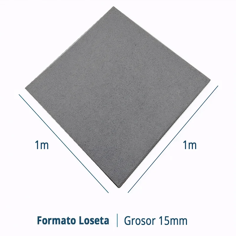 LOSETA DE CAUCHO Maciza 1x1m | 15mm | Densidad Plus + | Gris plomo | Suelo Gimnasio | Crossfit