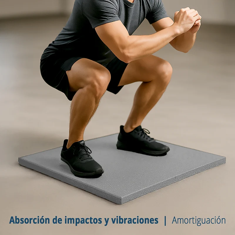 Loseta Caucho Gris 50x50cm | 20mm | Densidad Premium | Suelo Gimnasio | Fácil Limpieza