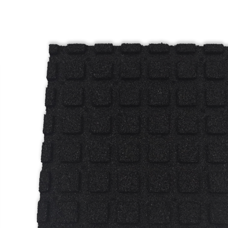 LOSETA DE CAUCHO 1x1m con Taco de Apoyo Amortiguador | 40mm | Negro | Densidad Estándar | Suelo Gimnasio | Exterior | Parques infantiles