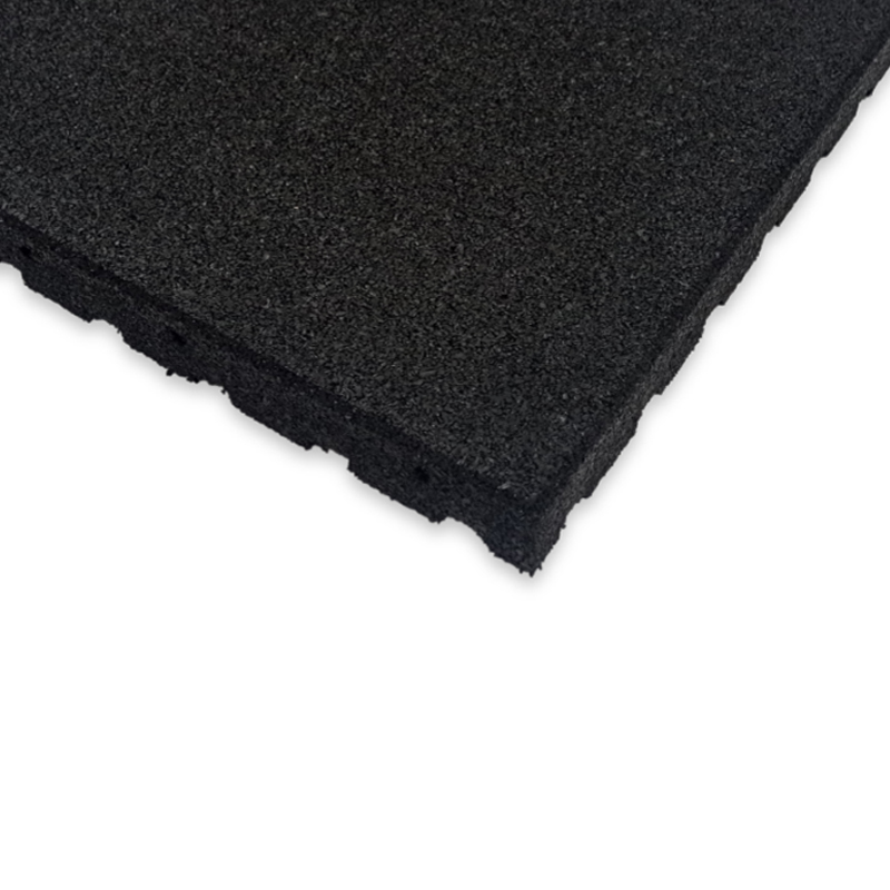 LOSETA DE CAUCHO 1x1m con Taco de Apoyo Amortiguador | 40mm | Negro | Densidad Estándar | Suelo Gimnasio | Exterior | Parques infantiles