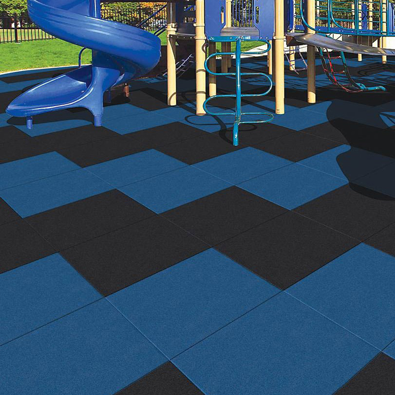 LOSETA DE CAUCHO 1x1m con Taco de Apoyo Amortiguador | 40mm | Negro | Densidad Estándar | Suelo Gimnasio | Exterior | Parques infantiles