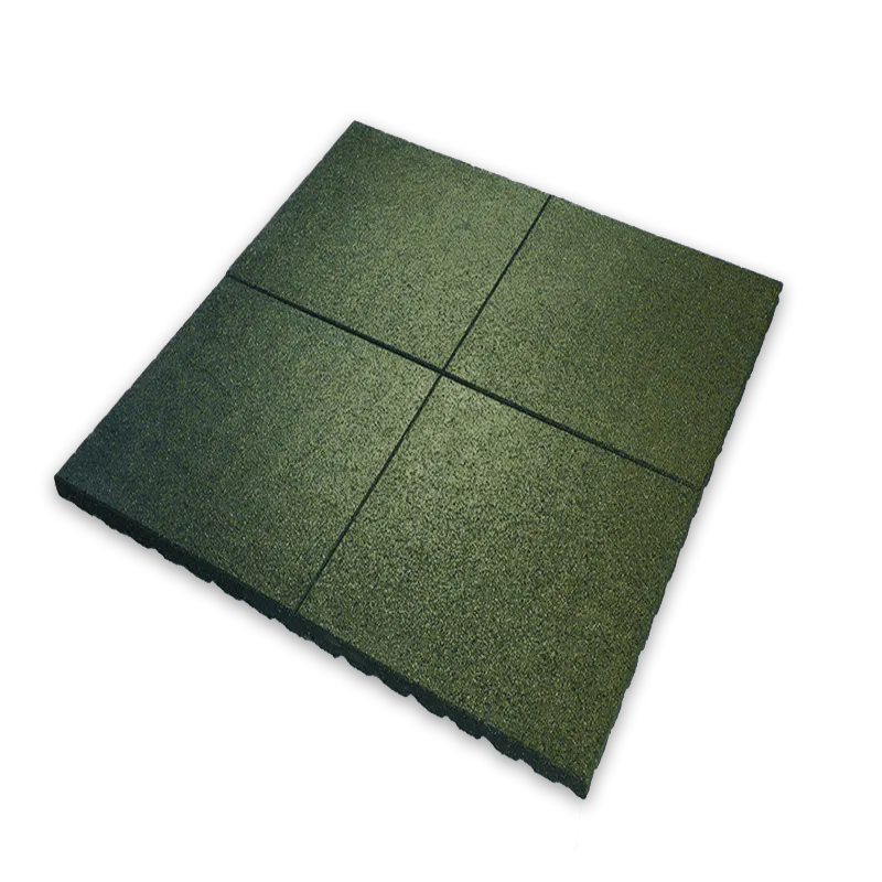 LOSETA DE CAUCHO 1x1m con Taco de Apoyo Amortiguador | 50mm | Densidad Estándar | Verde | Suelo Gimnasio | Parques Infantiles | Exterior