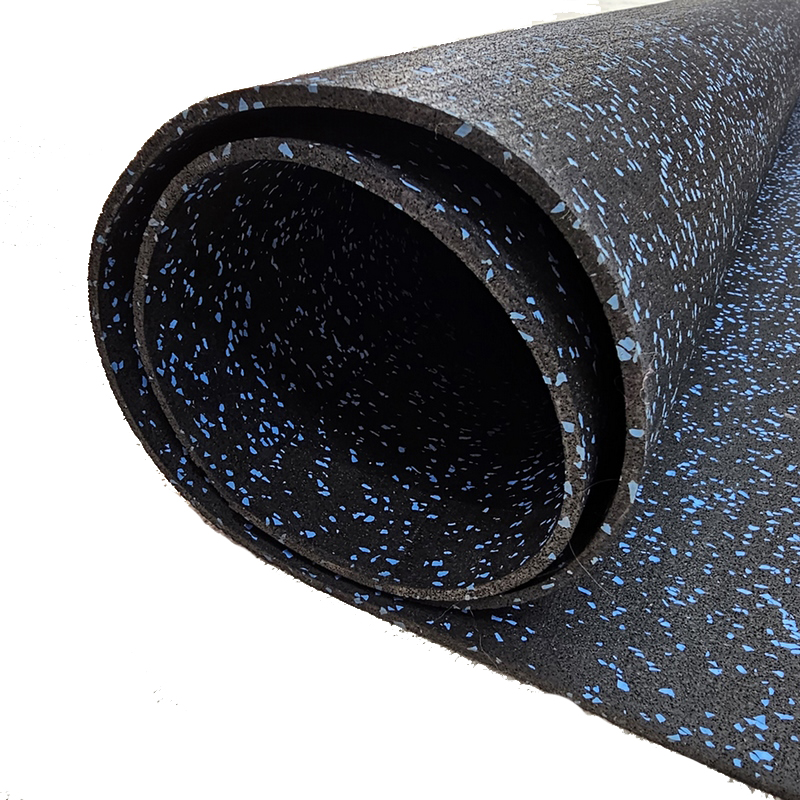 ROLLO DE CAUCHO 1,25X10m | 8mm | ALTA DENSIDAD | Negro/Azul | Fitness | Sport | Suelo Gimnasio | Cardio | Clases | Infantil