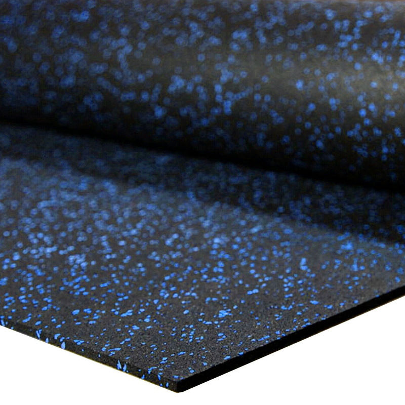ROLLO DE CAUCHO 1,25X10m | 8mm | ALTA DENSIDAD | Negro/Azul | Fitness | Sport | Suelo Gimnasio | Cardio | Clases | Infantil