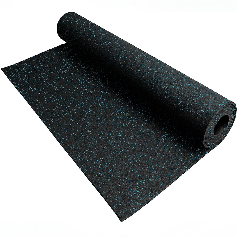 ROLLO DE CAUCHO 1,25X10m | 8mm | ALTA DENSIDAD | Negro/Azul | Fitness | Sport | Suelo Gimnasio | Cardio | Clases | Infantil