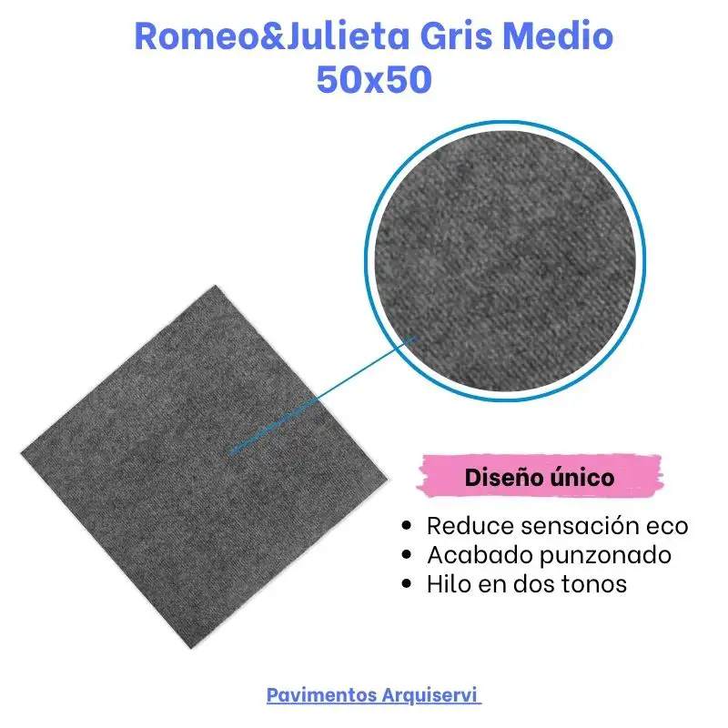 Moqueta Loseta Gris Medio RJ | Suelo de oficina | Uso Residencial y Comercial