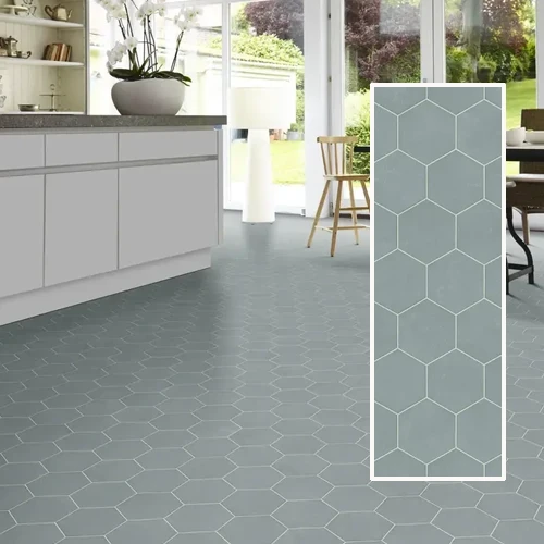 Suelo vinílico autoainstalable textil Hexágono Gris