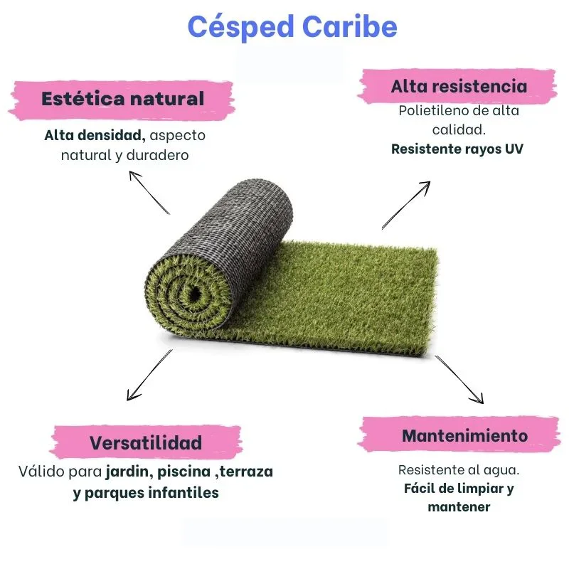 Césped Artificial Caribe | 35mm | Densidad Premium | Fácil Limpieza e Instalación | Pedido Mínimo 6m2