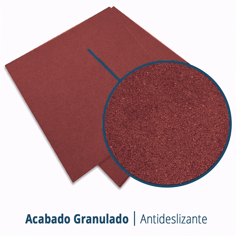 LOSETA DE CAUCHO 1x1mm | 40mm | Grano Fino | Densidad Plus | Rojo | Suelo Gimnasio | Peso libre | Crossfit | Halterofilia | Parques Infantiles