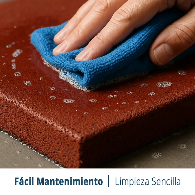 Loseta Caucho Rojo Taco de Apoyo 50×50 cm | 40mm | Amortiguación y Drenaje | Gimnasios y Parques Infantiles