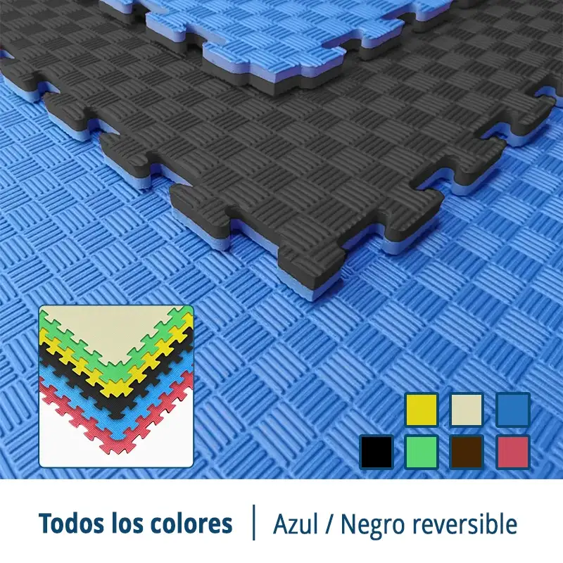 TATAMI PUZZLE Azul Negro 1x1m | 20mm | Artes Marciales | Fitness | Yoga | Pilates | Gimnasios