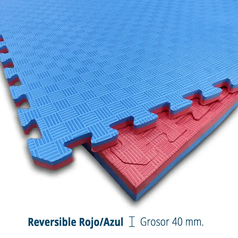 TATAMI PUZZLE Rojo y Azul 1x1m | 40mm | Artes Marciales | Gimnasio | Acabado Checker