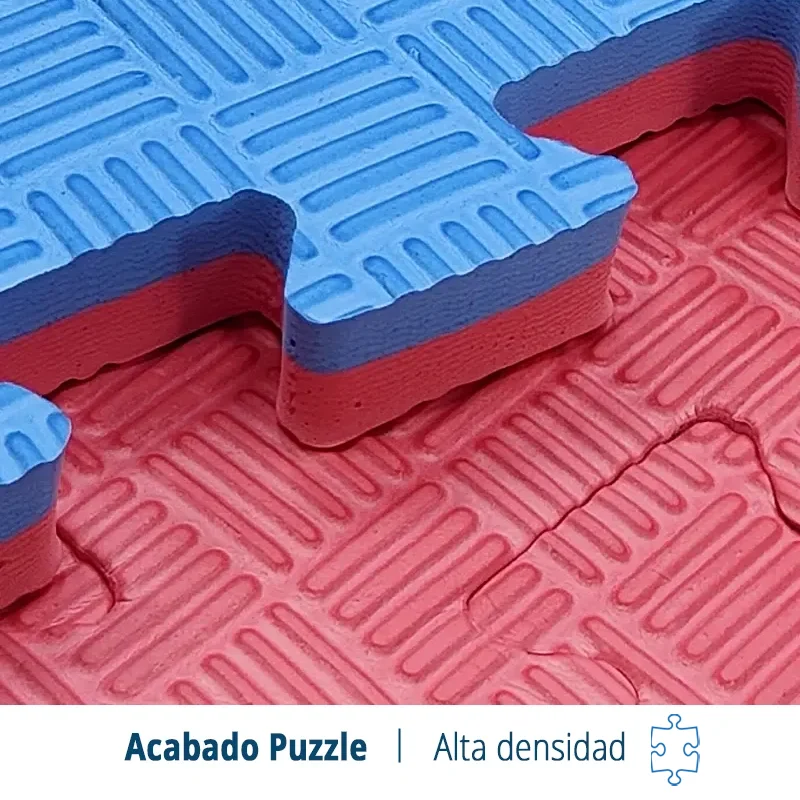 TATAMI PUZZLE Rojo y Azul 1x1m | 20mm | Artes Marciales | Suelo Gimnasio Reversible | Judo | Acabado Checker