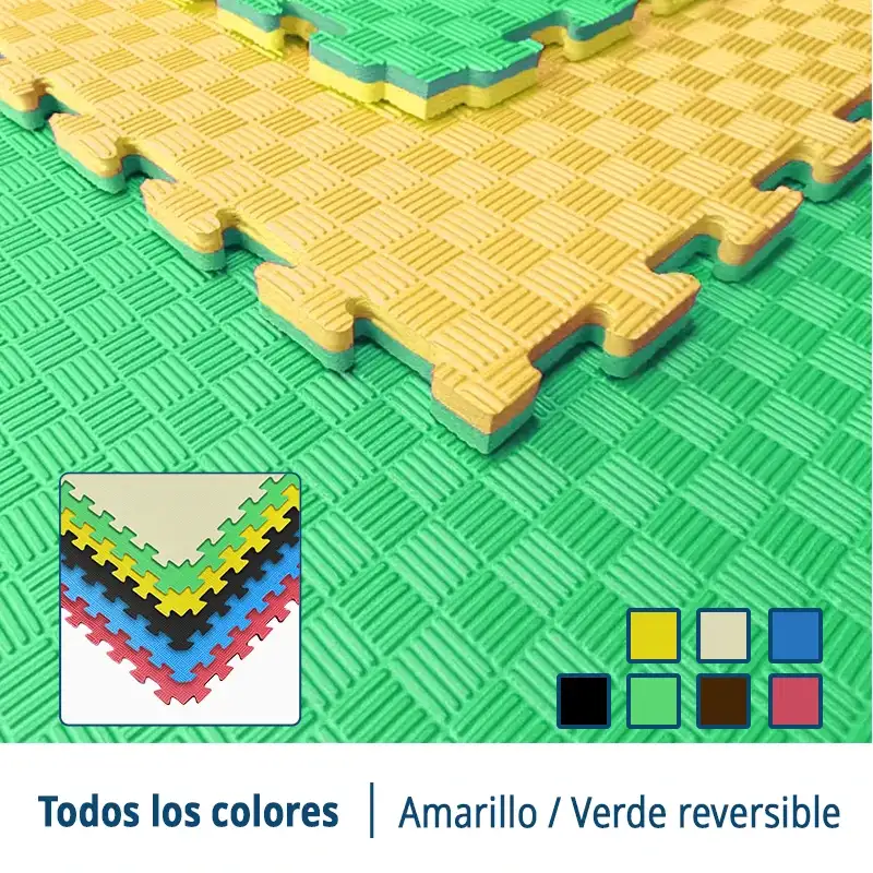 TATAMI PUZZLE Amarillo Verde  1x1m | 20mm | Reversible | Antideslizante | Multifuncional