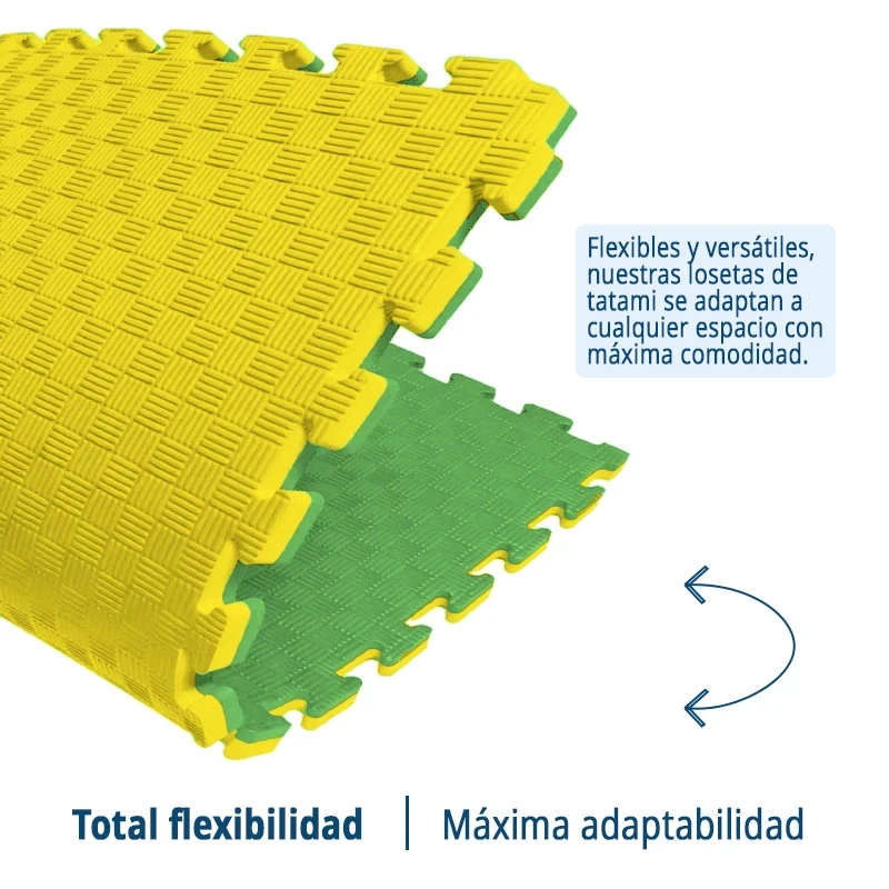 TATAMI PUZZLE Amarillo Verde  Premium 1x1m | 20mm | Artes Marciales | Gimnasio | Antideslizante | Suelo Deportivo