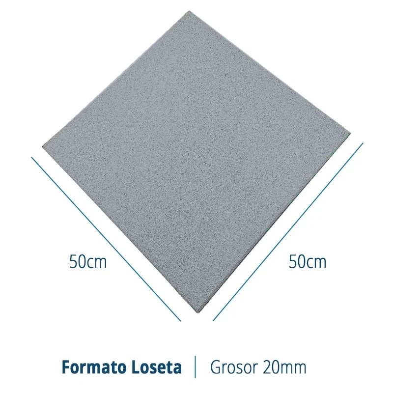 LOSETA DE CAUCHO Maciza 50x50cm | 20mm | ALTA DENSIDAD | Gris | Suelo Gimnasio | Crossfit | Parque infantiles | Halterofilia |	