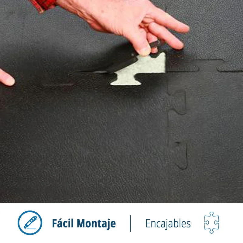 LOSETA DE CAUCHO 48,5cm x 48,5cm Puzzle | 4mm | DENSIDAD PLUS | Negro | Suelo de Gimnasio | Aislante Térmico y Acústico | Ejercicio