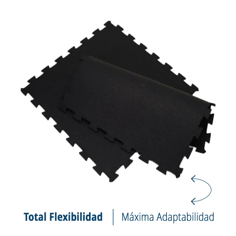 LOSETA DE CAUCHO 48,5cm x 48,5cm Puzzle | 4mm | DENSIDAD PLUS | Negro | Suelo de Gimnasio | Aislante Térmico y Acústico | Ejercicio