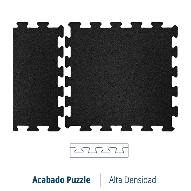LOSETA DE CAUCHO 48,5cm x 48,5cm Puzzle | 4mm | DENSIDAD PLUS | Negro | Suelo de Gimnasio | Aislante Térmico y Acústico | Ejercicio