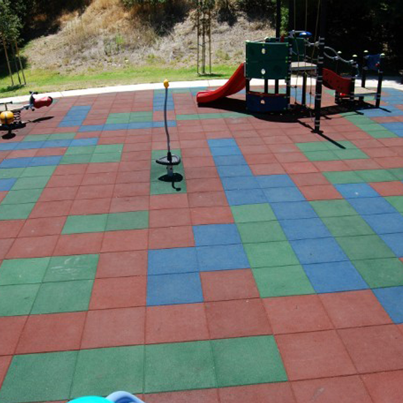 LOSETA DE CAUCHO PARQUES INFANTILES 50x50cm | 20mm | Granulado Fino | ALTA DENSIDAD | Verde | Suelo Goma Infantil | Amortiguación