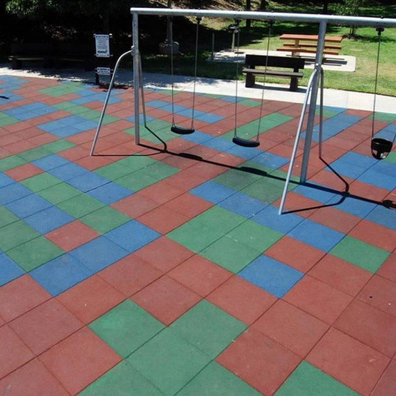 LOSETA DE CAUCHO PARQUES INFANTILES 50x50cm | 40mm | Granulado Fino | ALTA DENSIDAD | Rojo | Suelo Goma Infantil | Taco de Apoyo Amortiguación