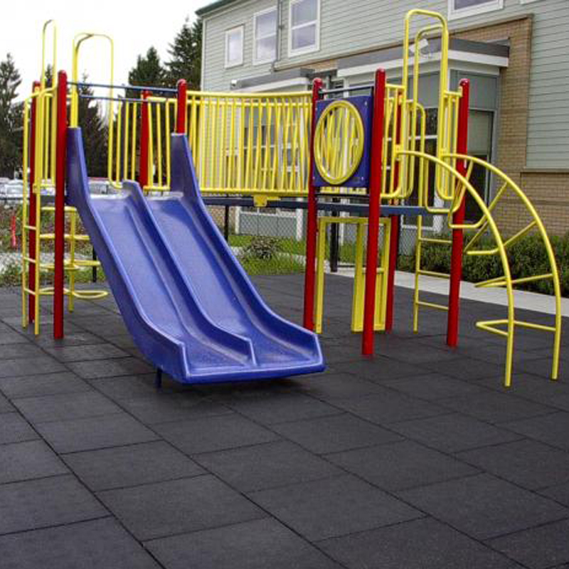 LOSETA DE CAUCHO PARQUES INFANTILES 50x50cm | 40mm | Granulado Fino | ALTA DENSIDAD | Negro | Suelo Goma Infantil | Taco de Apoyo Amortiguación