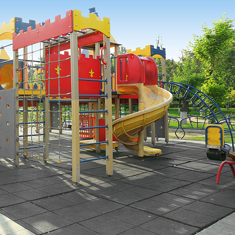 LOSETA DE CAUCHO PARQUES INFANTILES 1x1m | 40mm | Granulado Fino | ALTA DENSIDAD | Negro | Suelo Goma Infantil | Amortiguación