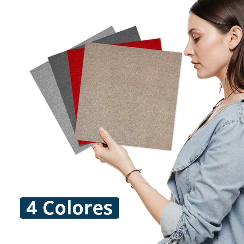 Moqueta Autoadhesiva En Loseta 50x50cm Negro | Suelo Adhesivo de Oficina, Comercio, Hogar 