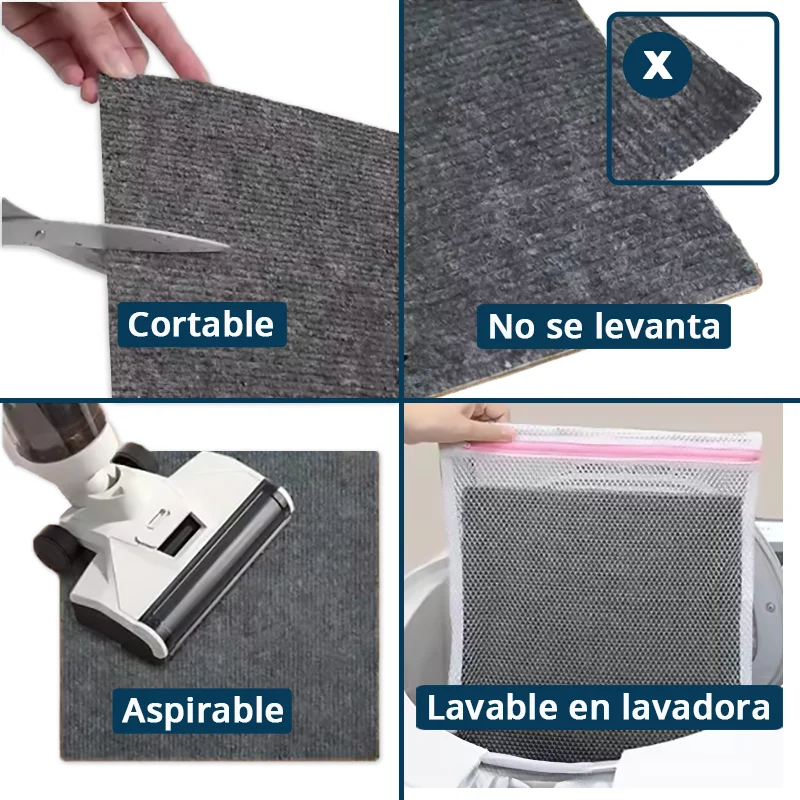 Moqueta Autoadhesiva En Loseta 50x50cm Negro | Suelo Adhesivo de Oficina, Comercio, Hogar 