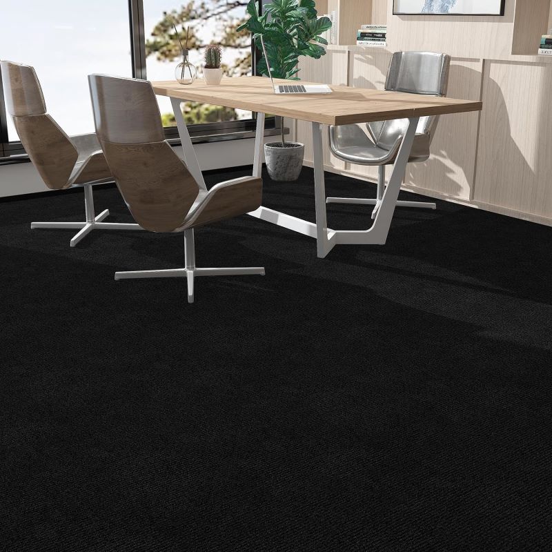 Moqueta Autoadhesiva En Loseta 50x50cm Negro | Suelo Adhesivo de Oficina, Comercio, Hogar 