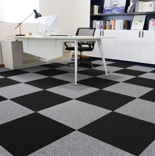 Moqueta Autoadhesiva En Loseta 50x50cm Negro | Suelo Adhesivo de Oficina, Comercio, Hogar 