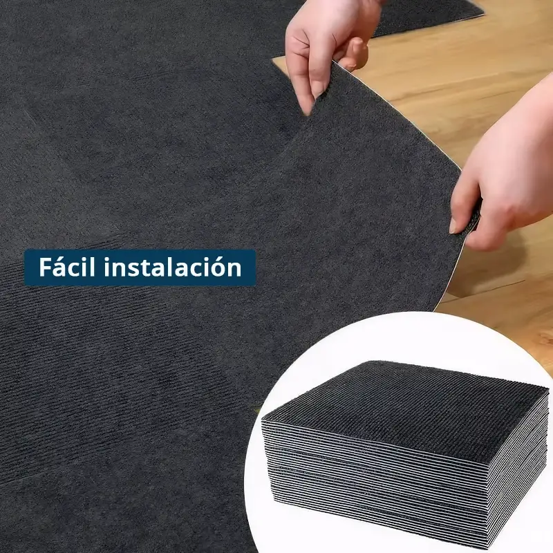Moqueta Autoadhesiva En Loseta 50x50cm Negro | Suelo Adhesivo de Oficina, Comercio, Hogar 