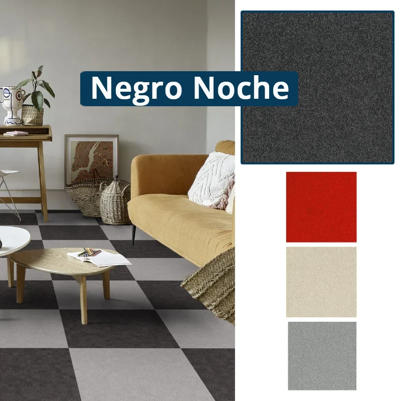 Moqueta Autoadhesiva En Loseta 50x50cm Negro | Suelo Adhesivo de Oficina, Comercio, Hogar 